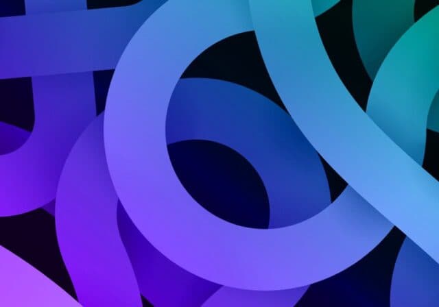 A looping line that’s changing colors from purple to teal